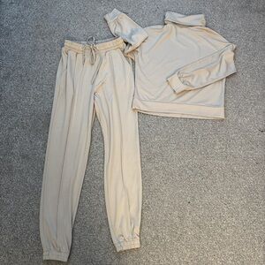 SHEIN Beige Track Pants and Top Set